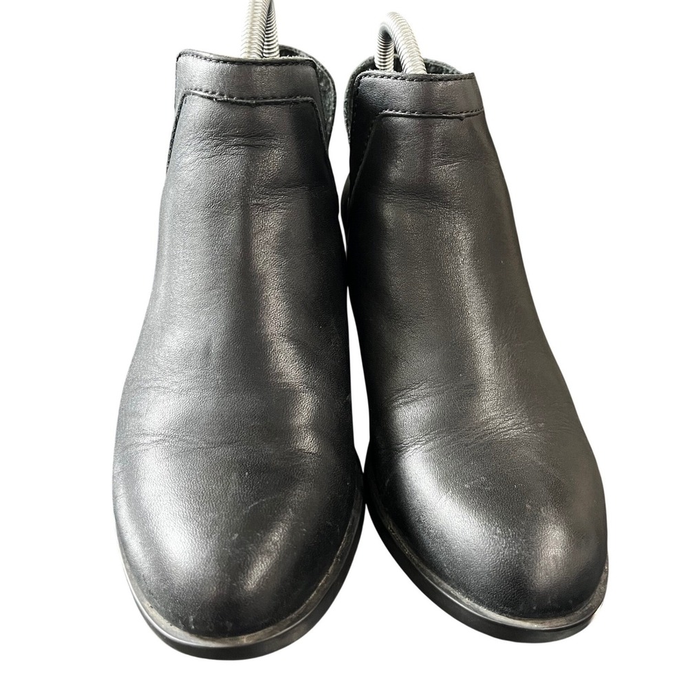 Sorel Lolla Cut-Out Black Leather Ankle Boots Women Stacked Heel Booties SZ 8.5 - Picture 2 of 10